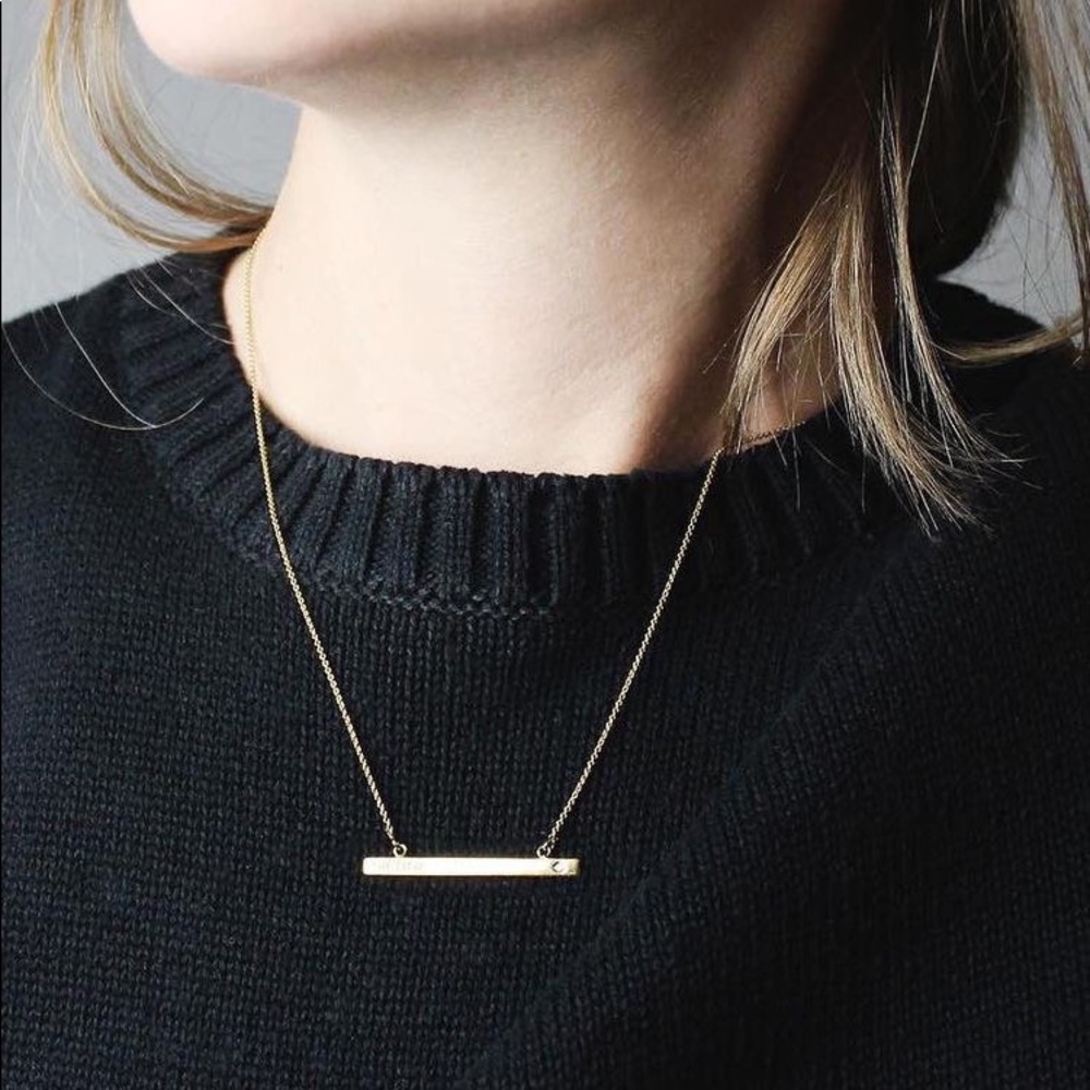 VRAI 16” 14k solid rose gold plain bar necklace